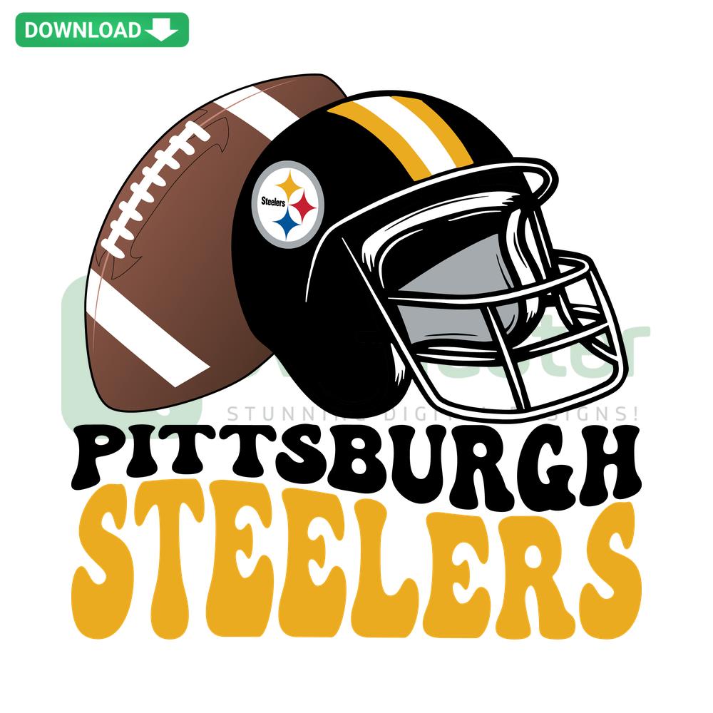 Pittsburgh Steelers helmet SVG, digital download, printable football vector, black and gold logo design, NFL team helmet graphic.