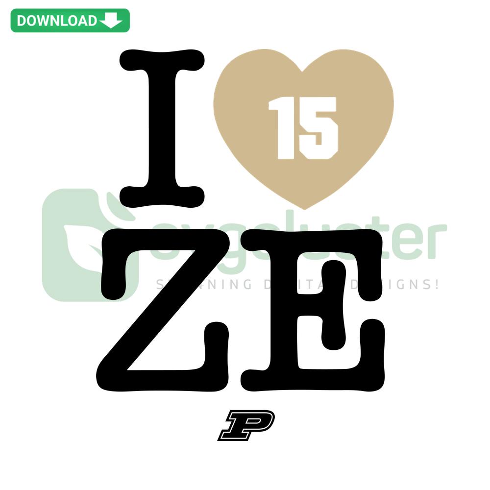 I Love Ze Heart 15 Zach Edey NCAA SVG, Scrapbooking Design, Digital Download, Sports-Themed Cut File