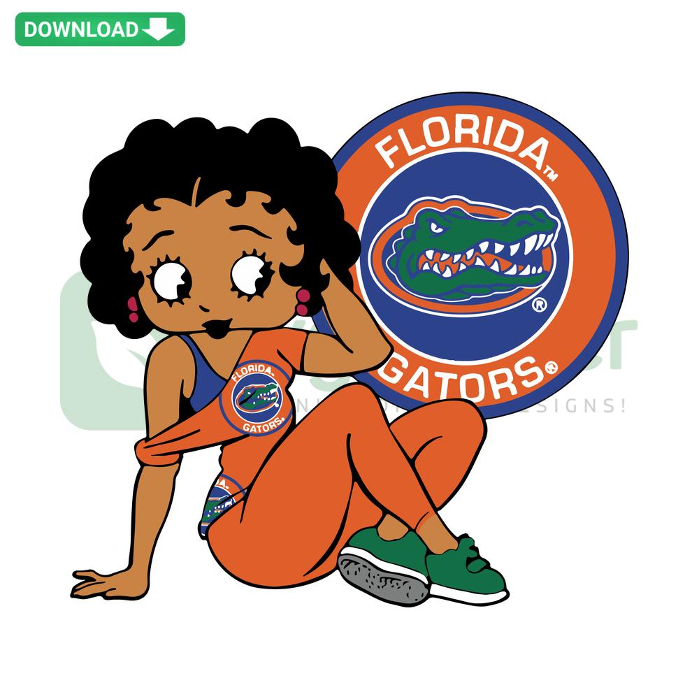 Florida Gators Betty Boop SVG, digital download. Features cartoon character Betty Boop in team colors. Ideal for crafting, design.