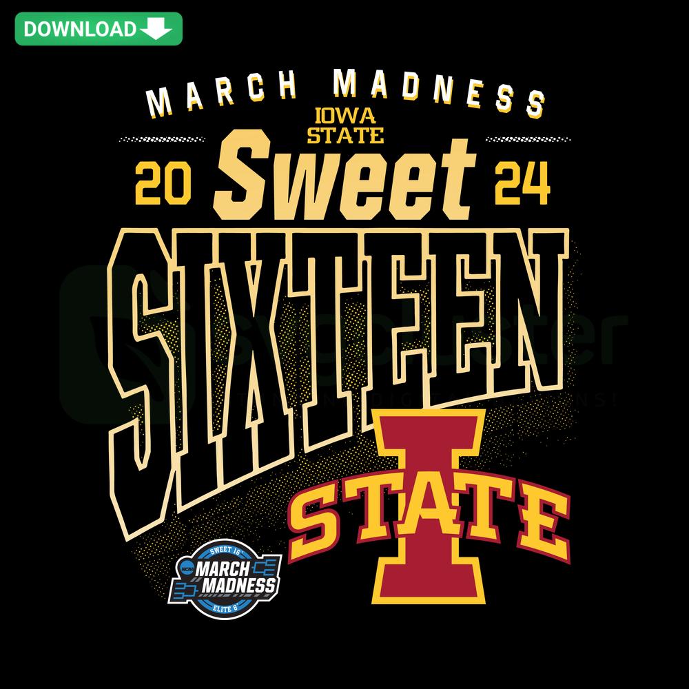 Iowa State MBB 2024 Sweet Sixteen SVG Design, Cyclones Basketball Vector Download, College Hoops Digital Art