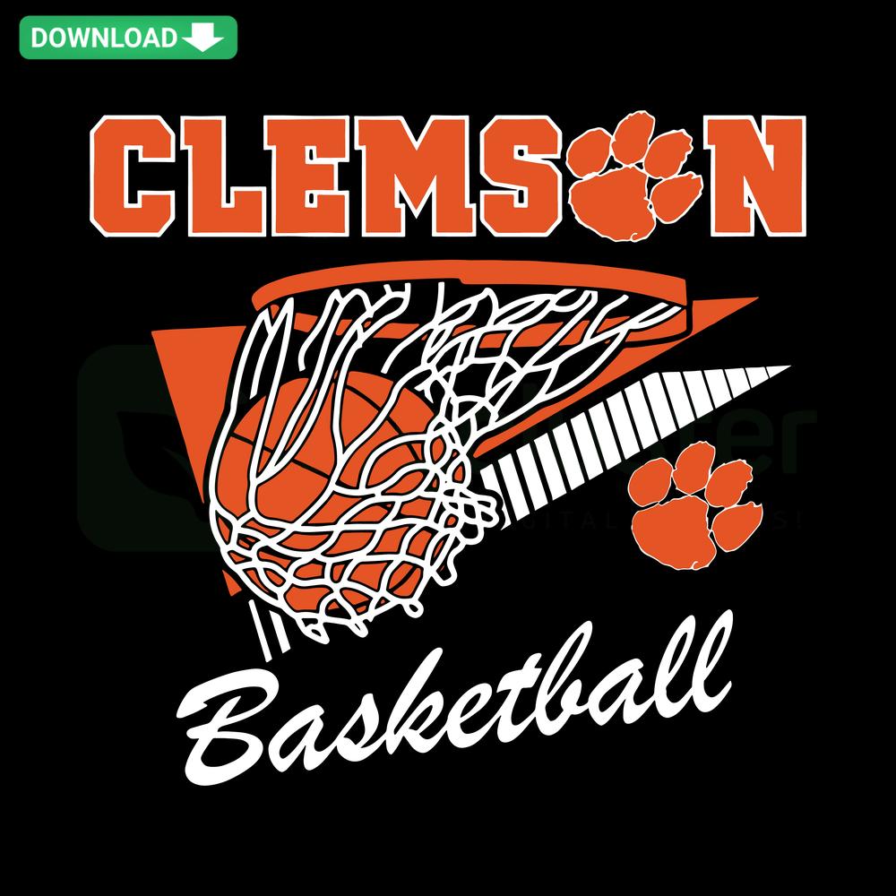 Clemson Basketball Net SVG Design - Instant Digital Download, NCAA Official Team Logo, High-Quality Vector for Crafts & Prints