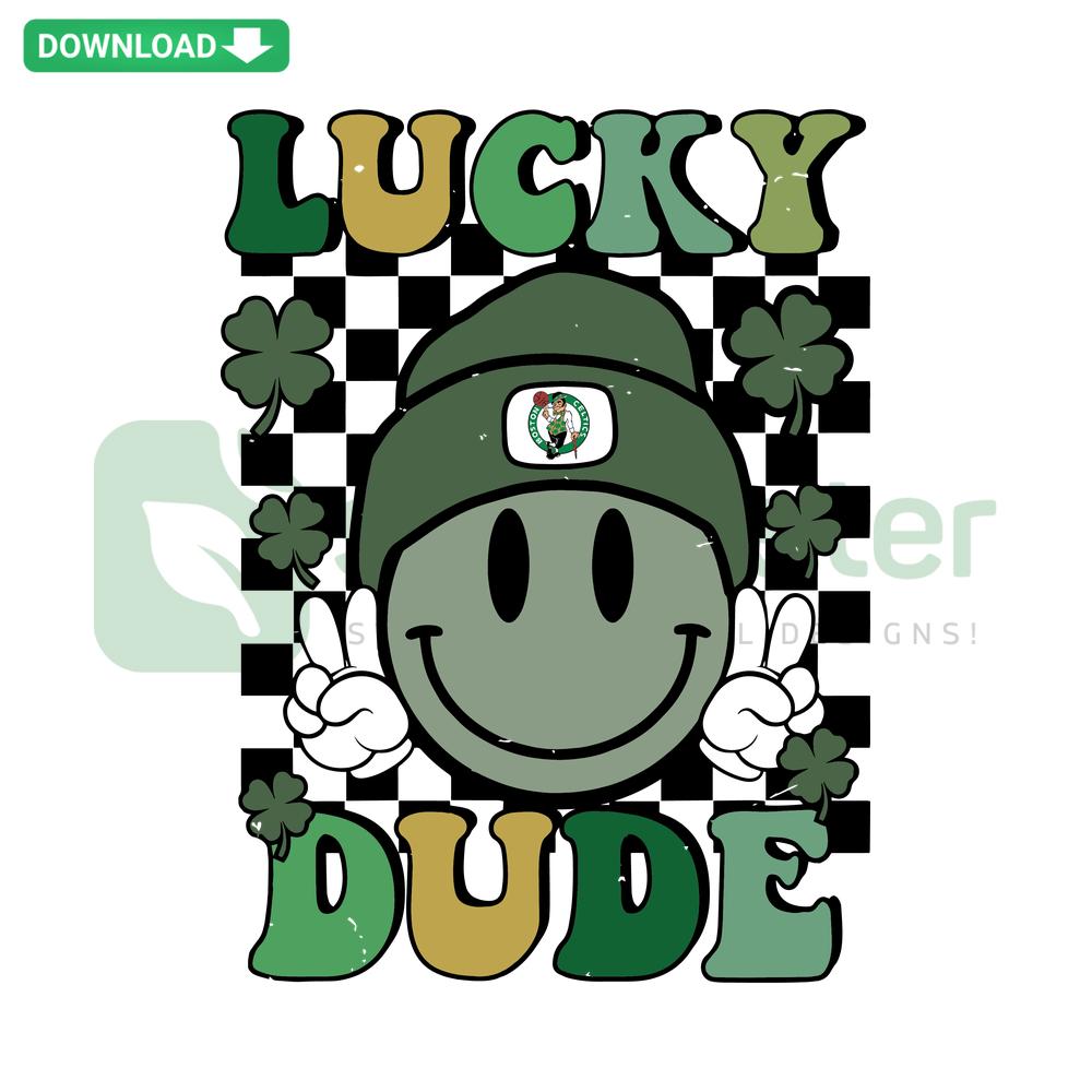 Happy Face Lucky Dude Boston Celtics SVG Design for Scrapbooking - Cheerful Celtics Logo with Lucky Mascot.