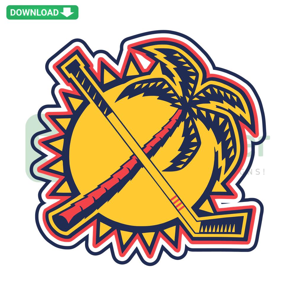 Florida Panthers Sun Coconut Tree SVG Design: Tropical, vibrant SVG crafting designs featuring a sun, coconut tree, and panther theme.
