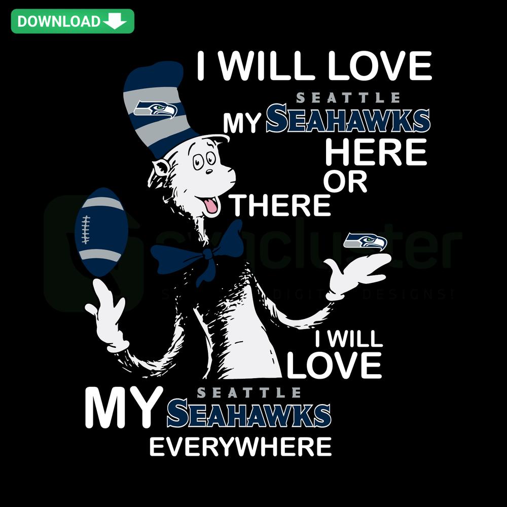 Dr Seuss Seahawks SVG: Cat in the Hat with Seattle Seahawks logo, perfect for Cricut & Silhouette cutting projects.