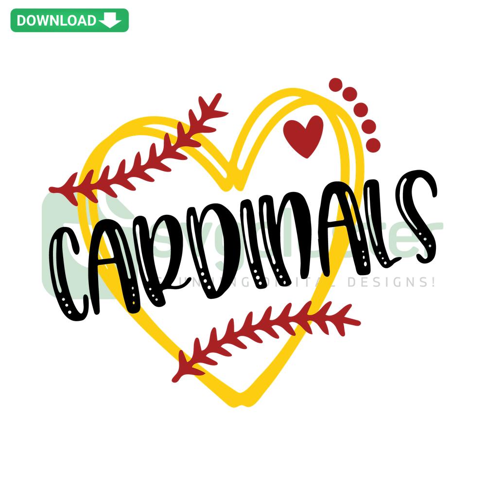 Heart Baseball Cardinals SVG Digital Download featuring intricate SVG patterns for craft projects and decorative cardinals.