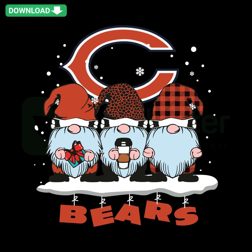 Chicago Bears Gnomes SVG Digital Download: Festive gnome designs for scrapbooking, perfect for Bears fans.