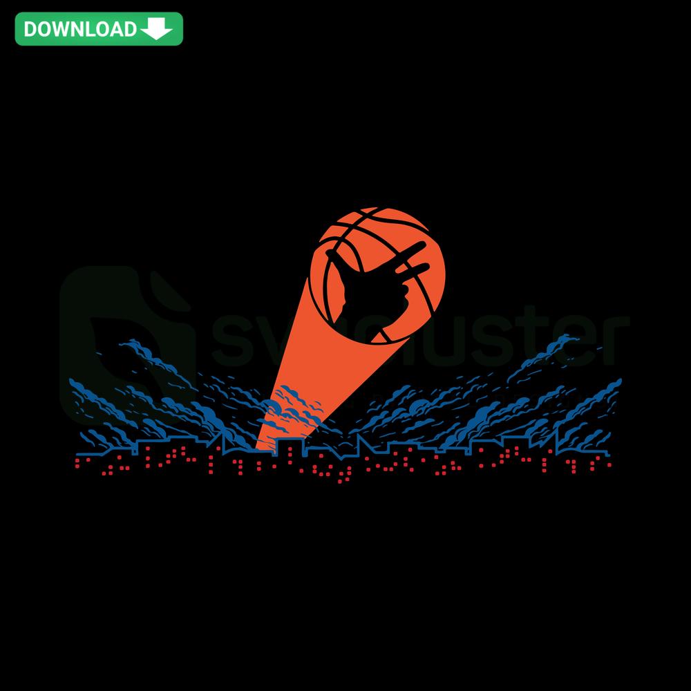 SVG of New York Knicks Basketball Hand Signals, vibrant clip art design featuring iconic gestures, perfect for sports projects.