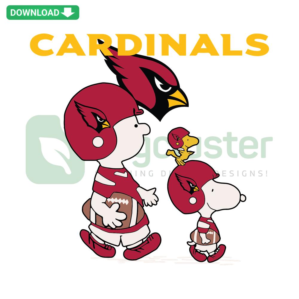 Snoopy Peanuts Arizona Cardinals SVG; high-quality cartoon character wearing team gear, perfect for sports-themed crafts.
