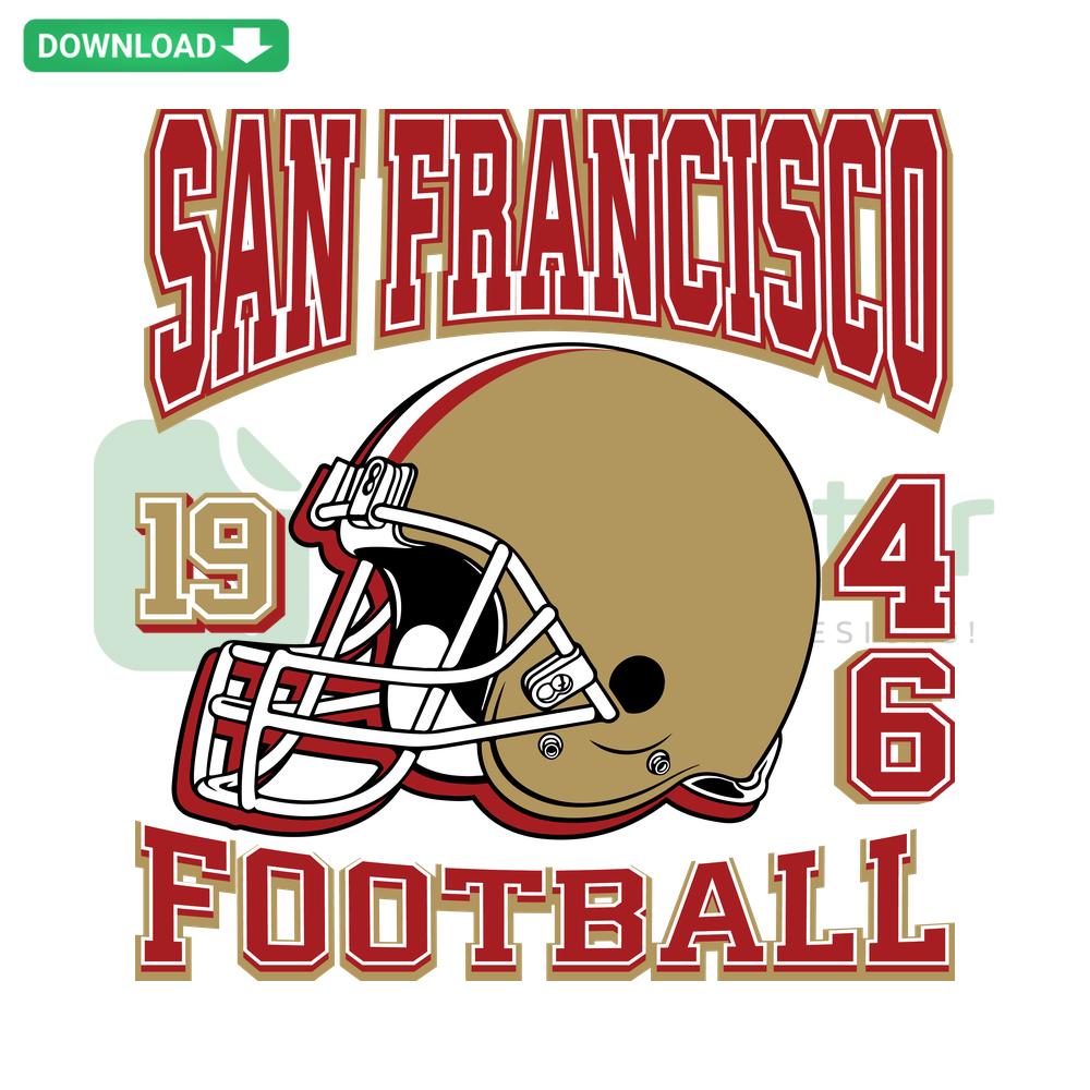 Vintage San Francisco 49ers 1946 Football Helmet SVG design, unique sports memorabilia, retro helmet vector graphic.
