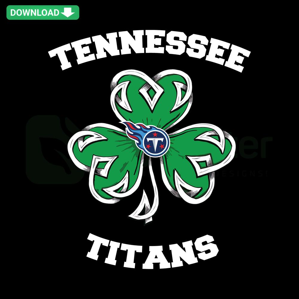 Tennessee Titans St Patrick's Day SVG with shamrock football design, perfect for cards and festive templates.