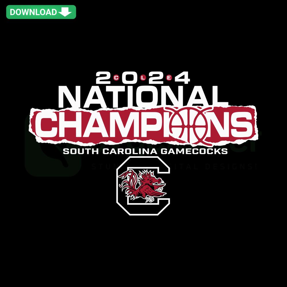 South Carolina Gamecocks National Champions SVG, NCAA vector design featuring Gamecock logo, perfect for sports fan crafts.