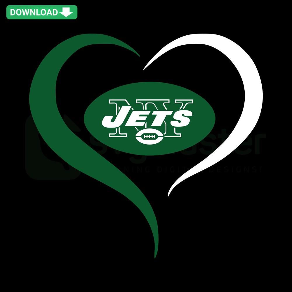 New York Jets Heart SVG Digital Download: High-Res Green Heart with Iconic Jets Logo. Perfect for Crafts & Fan Art.