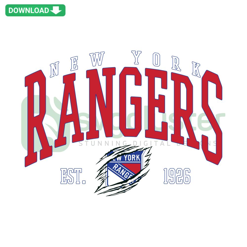 New York Rangers NHL Hockey SVG design featuring team logo; perfect for T-Shirt designs. Ideal for fans and sports apparel creators.