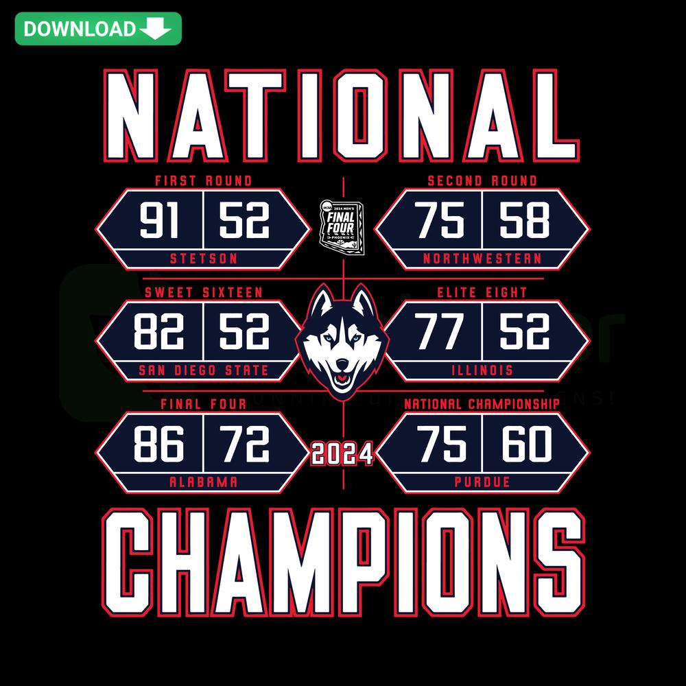 UConn Huskies National Champions SVG, vibrant basketball-themed digital design for instant download.