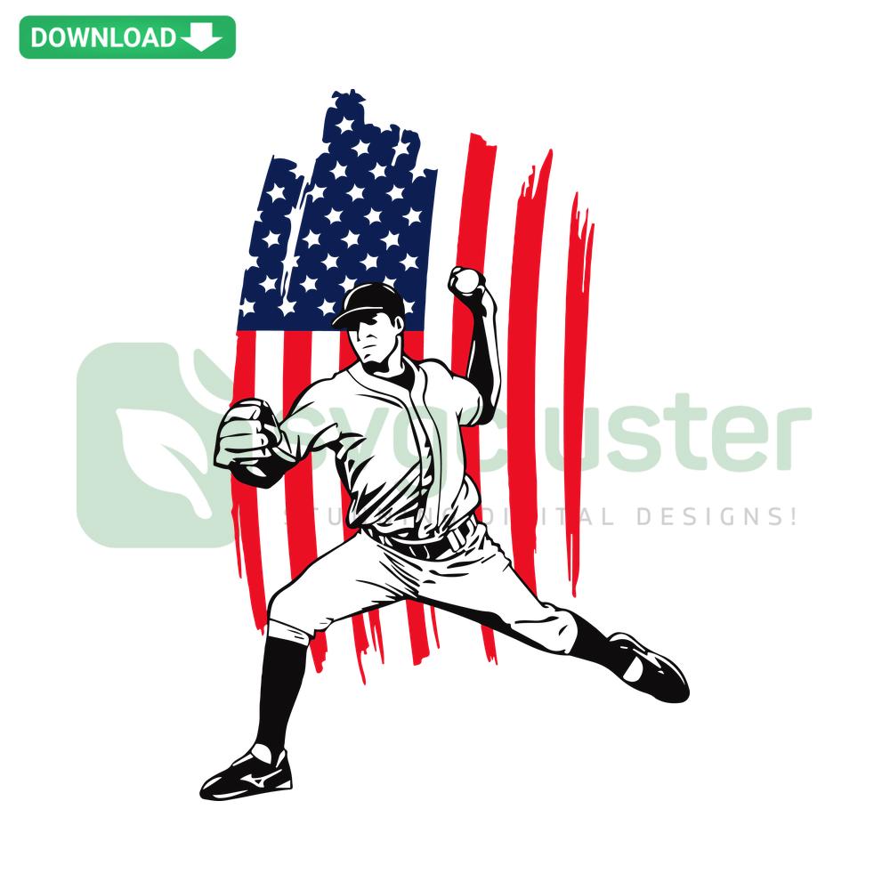 Patriotic Baseball Player SVG applied on apparel and decals