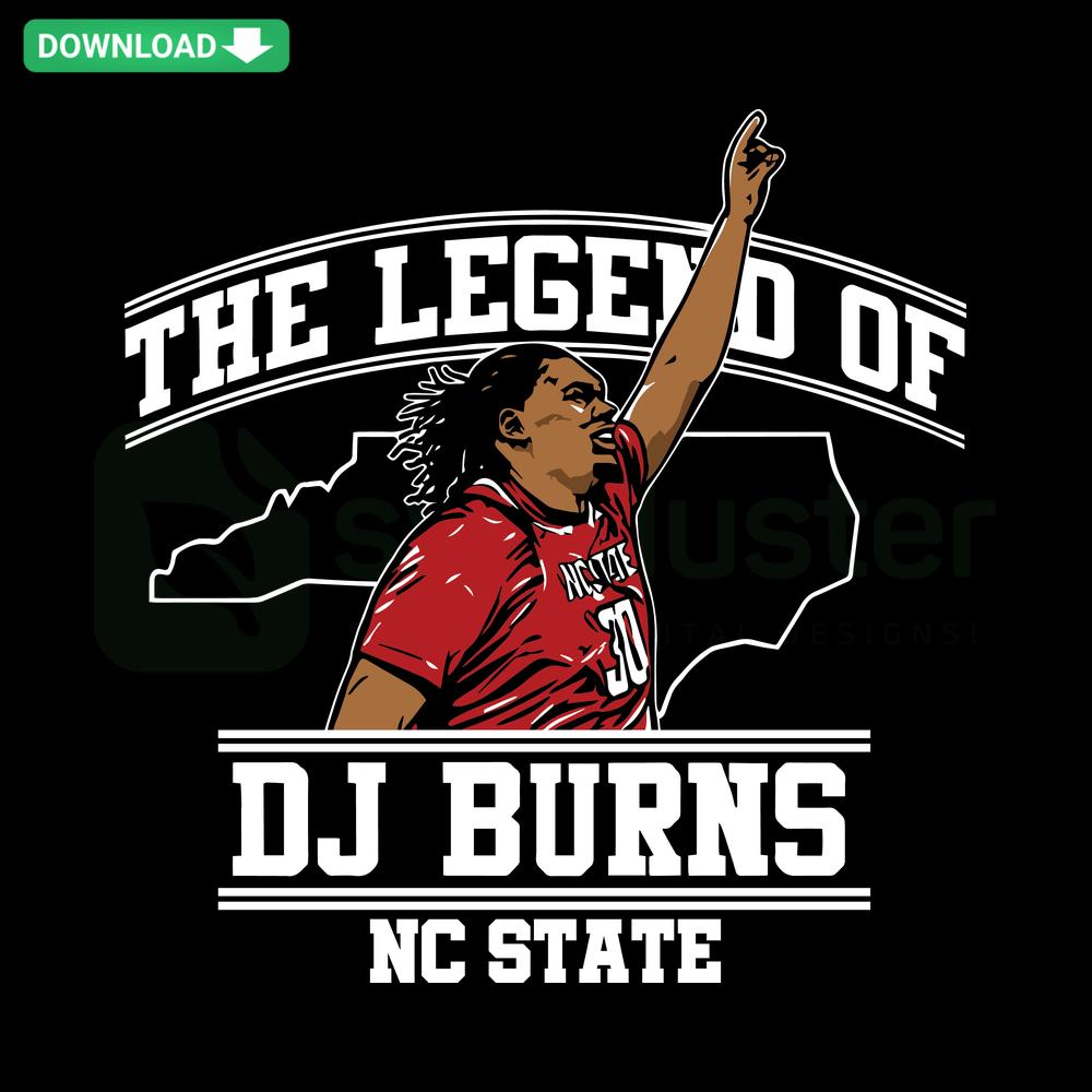 NC State Basketball DJ Burns SVG, Printable Design, Legend, Bold Red & White Graphics, Sports Digital File