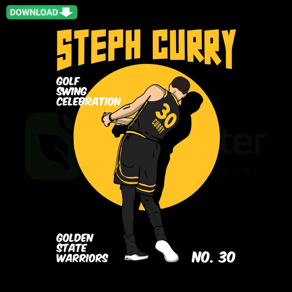 Steph Curry golf celebration SVG; detailed Golden State Warriors design, high-quality downloadable SVG files.