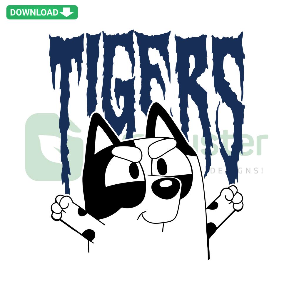 Bluey Muffin Detroit Tigers MLB SVG: Cute character in team colors, Cricut-ready vector file for craft projects.