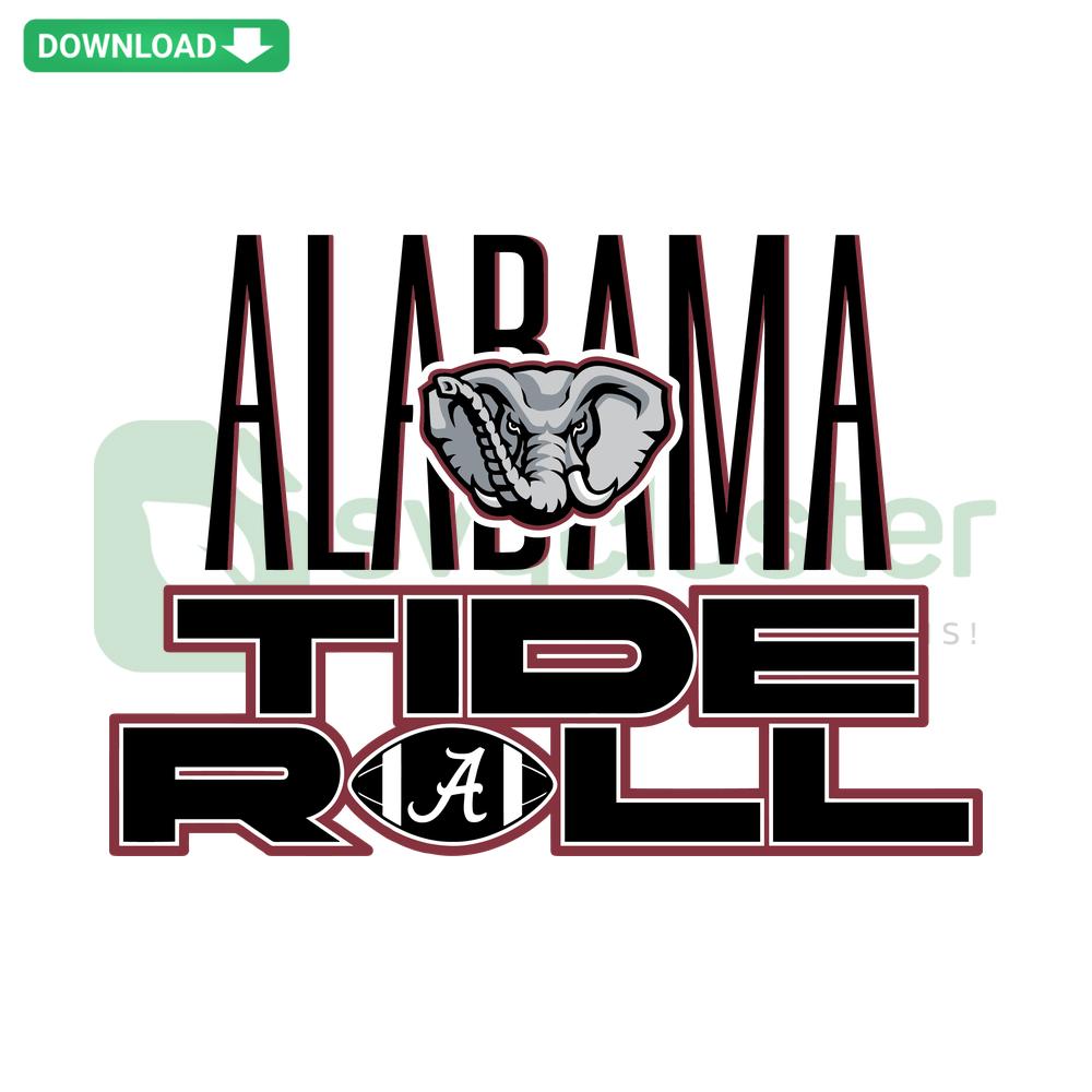 Alabama Roll Tide NCAA Teams SVG logo download, featuring bold crimson Roll Tide text, perfect for designers, instant file access.
