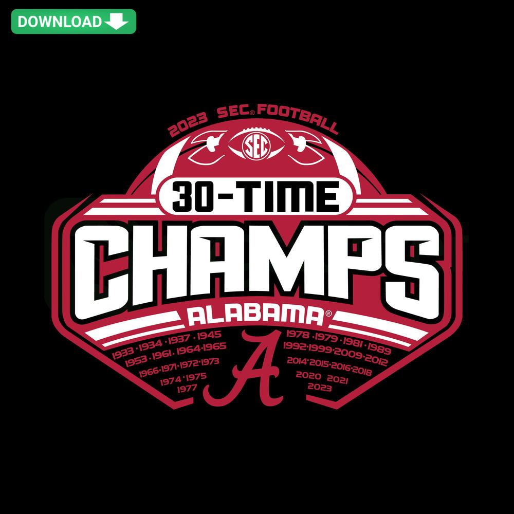 Alabama College Football SVG 2023 SEC Championships design, editable for Cricut, featuring team logo and championship graphics.