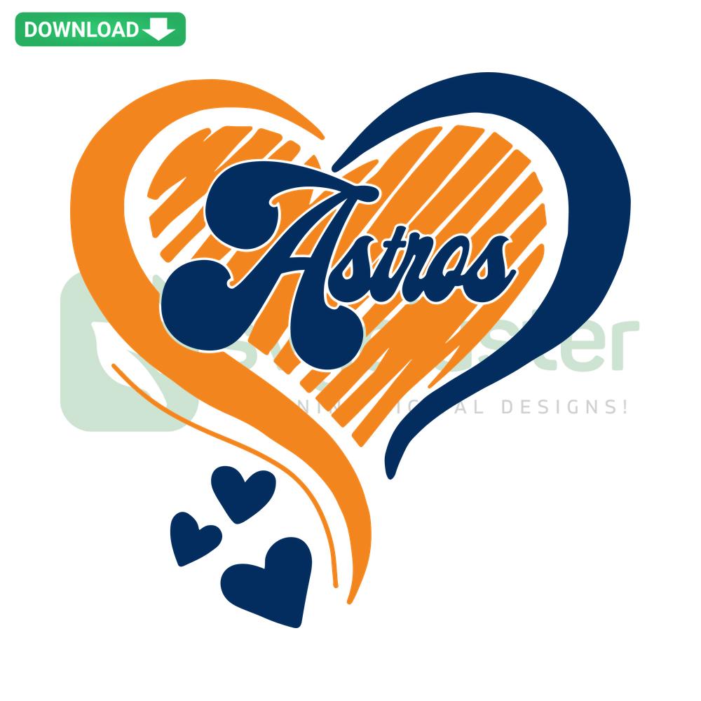 Houston Astros Heart SVG design for Cricut, featuring team logo and baseball laces. Digital download template for crafts.
