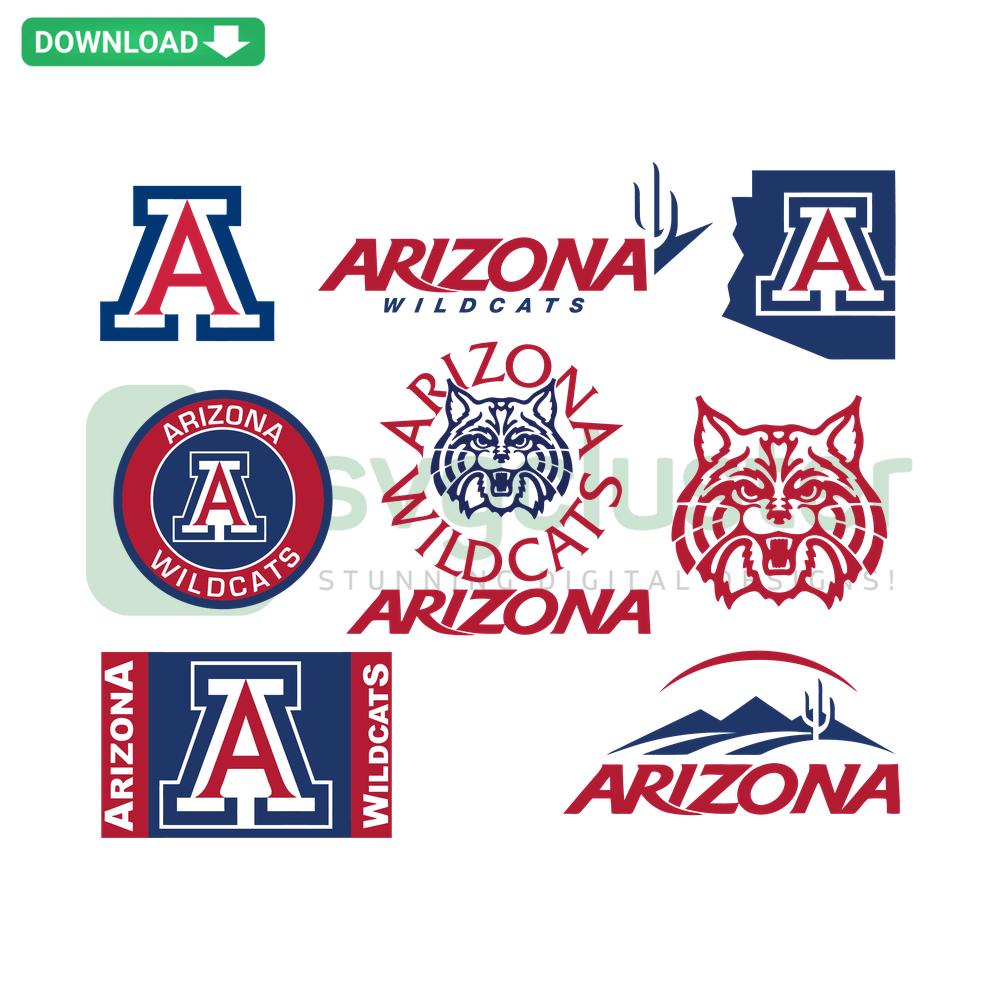 Arizona Wildcats Logo Bundle NCAA SVG, featuring multiple Wildcats logos, SVG file collection, college sports graphics.