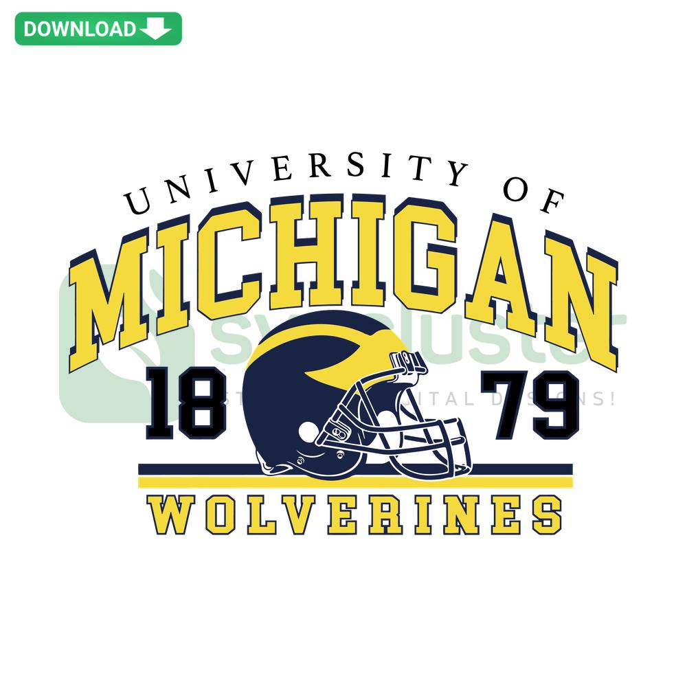 University of Michigan Wolverines 1879 logo SVG, custom digital download featuring vintage-style design for sports fans.