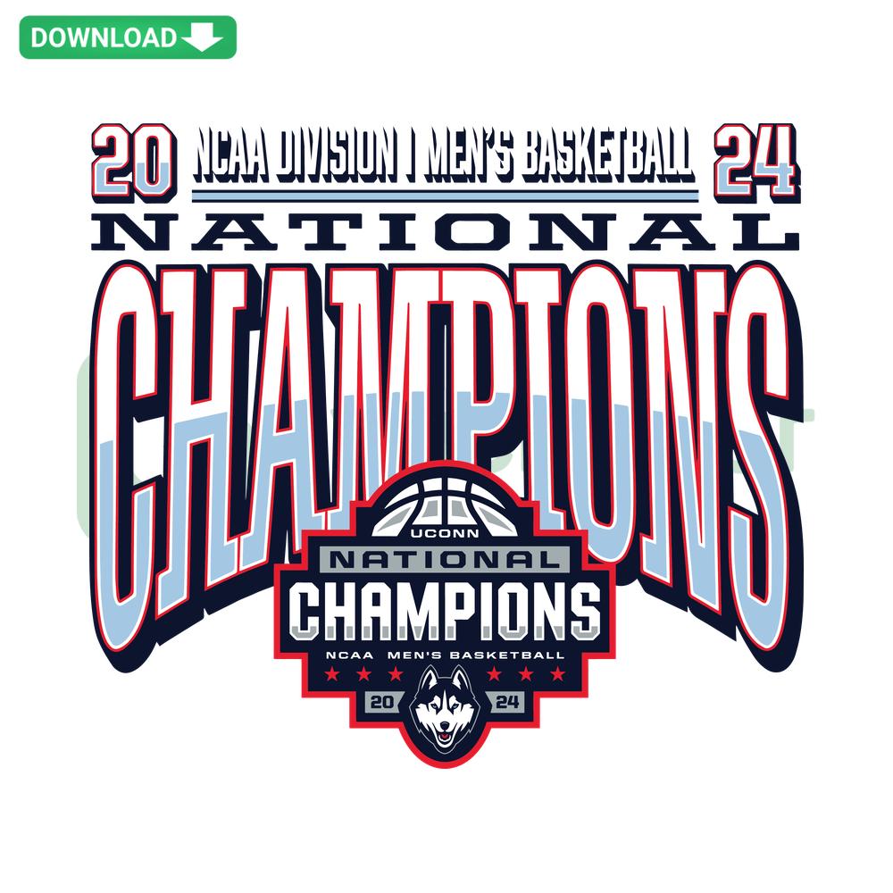 UConn Men's Basketball 2024 National Champions SVG, NCAA Victory Logo, Printable SVG Files for Fans, Digital Download