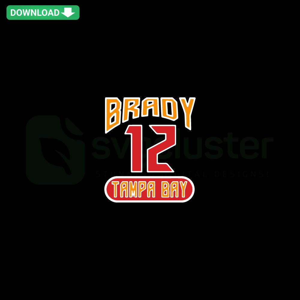 Brady Tampa Bay Buccaneers 12 SVG, football silhouette, commercial use, sports design for cutting machines.