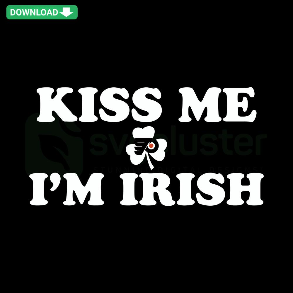 Irish-themed Philadelphia Flyers SVG design with Kiss Me I'm Irish text, perfect for digital downloads, vector graphics.
