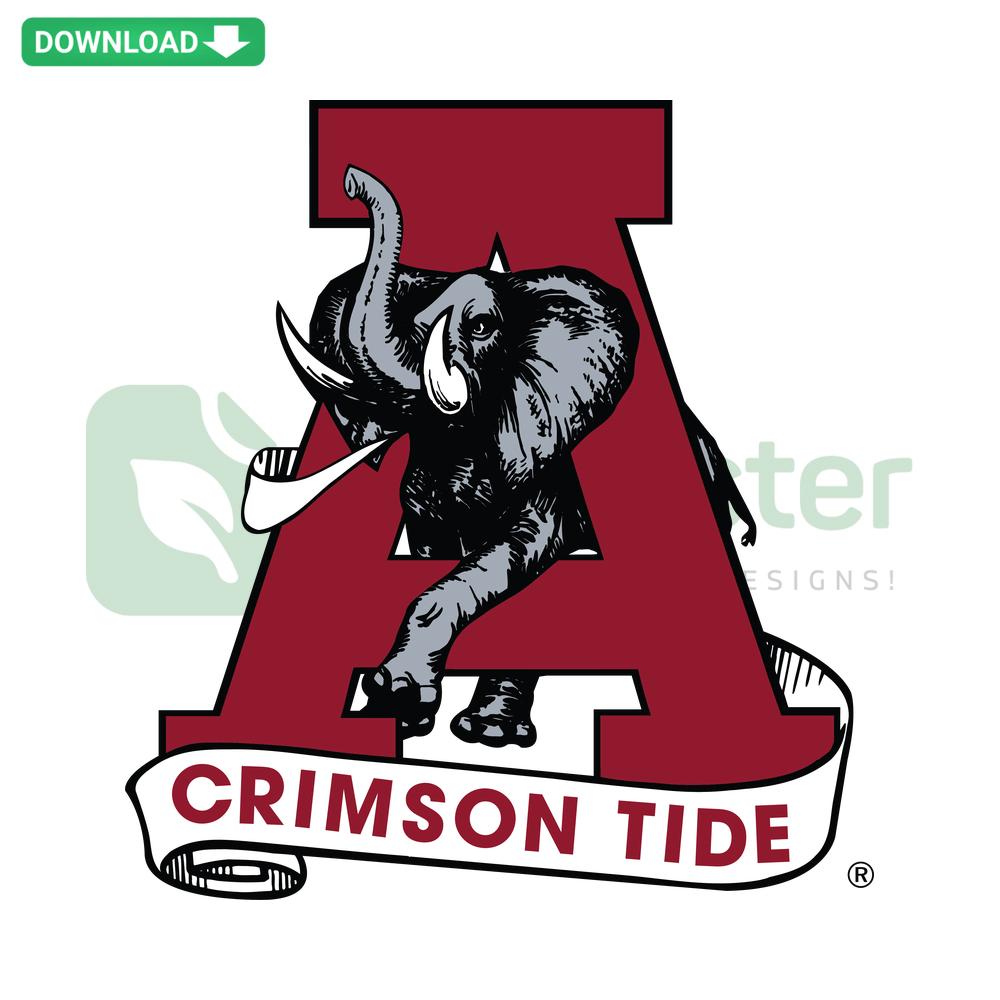 Alabama Crimson Tide Logo SVG Digital Download, featuring detailed red A logo for printable digital assets.