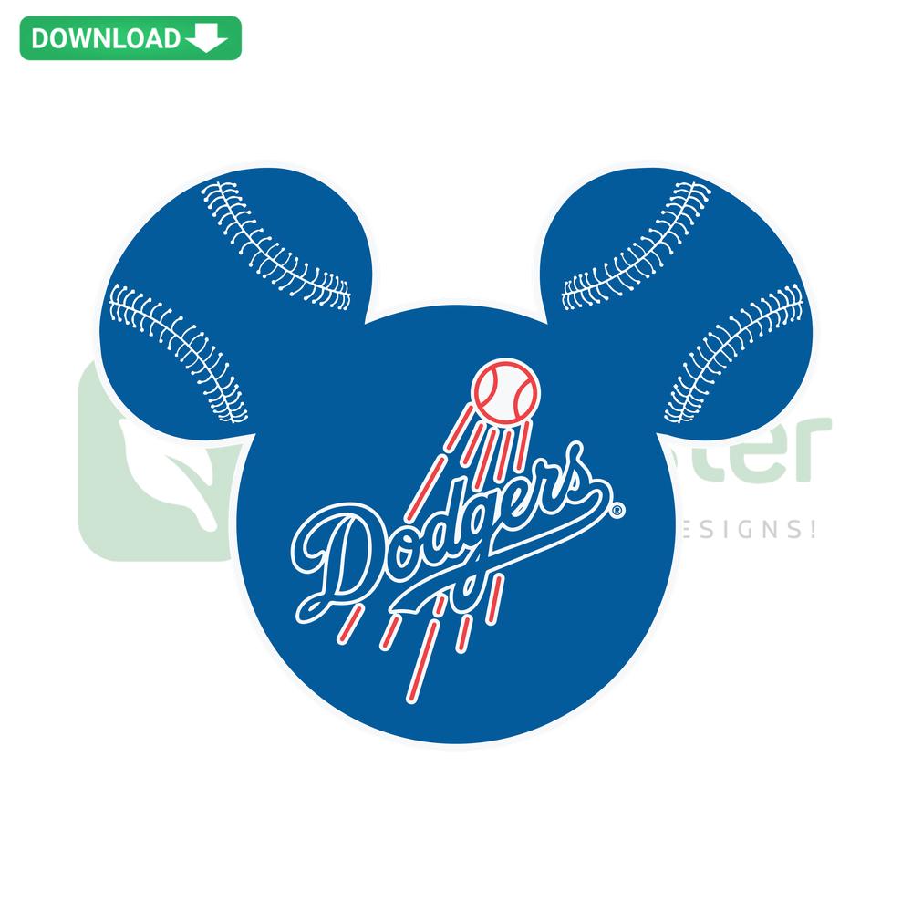 Mickey Mouse in Dodgers jersey SVG for Cricut; Los Angeles Dodgers themed graphic design