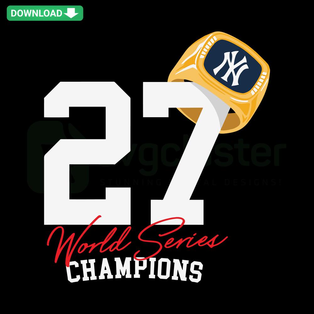 New York Yankees World Series Champion 27 SVG, digital Cricut download, features Yankees logo and championship theme.