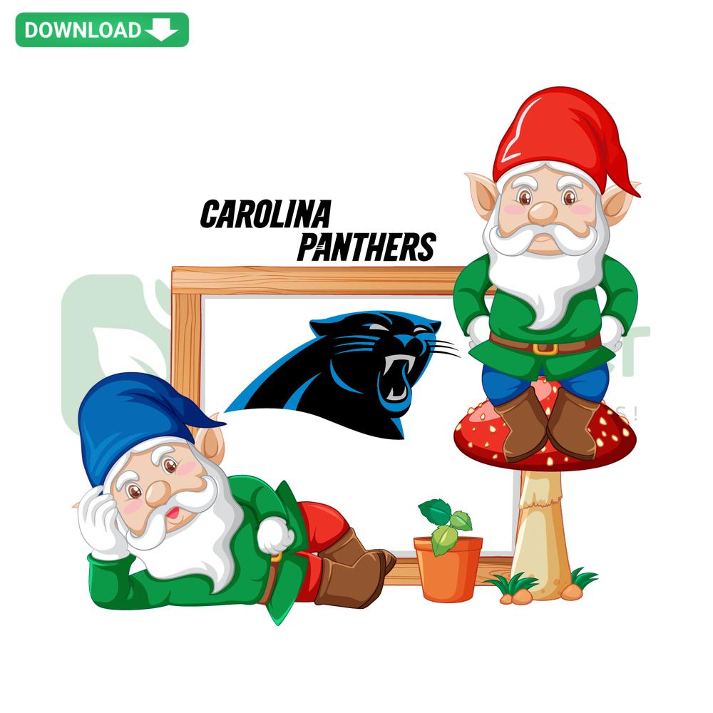 Carolina Panthers-themed gnome SVG design for scrapbooking; digital download; perfect for Pittsburgh Steelers fans.