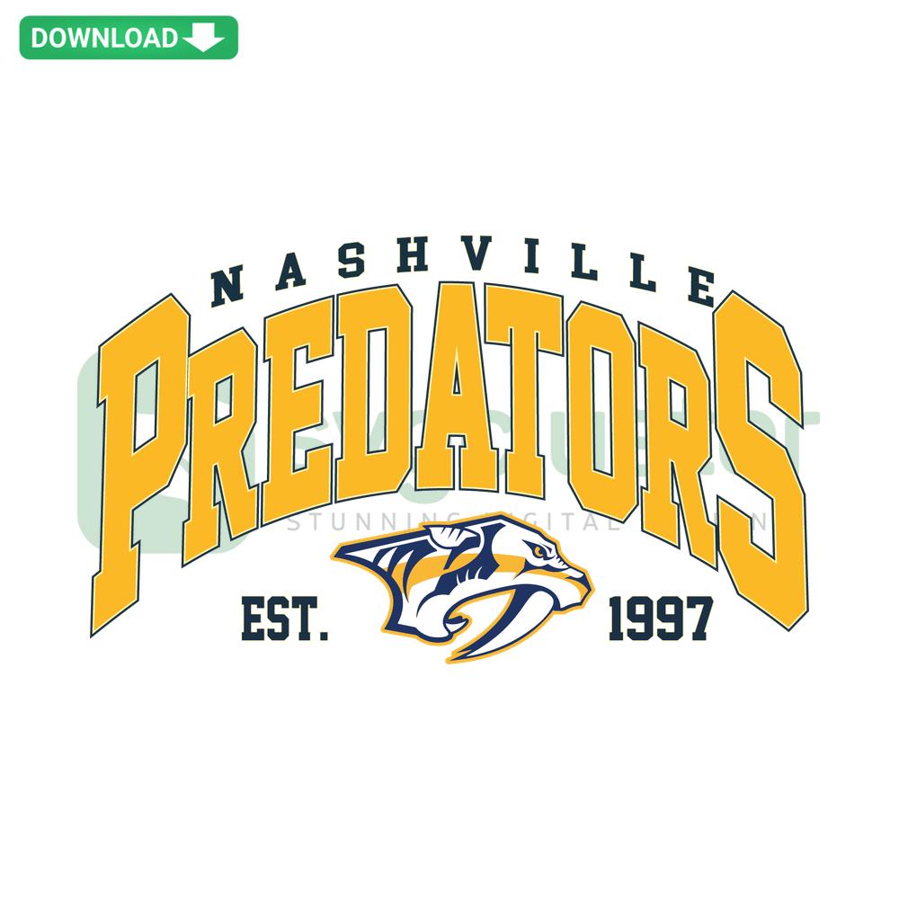 Nashville Predators Hockey SVG, gold and navy logo templates for DIY cards, digital download sports design.