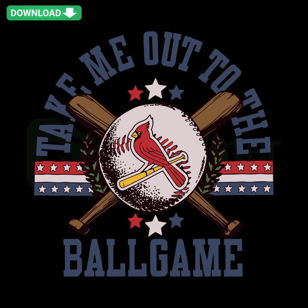 St Louis Cardinals Take Me Out To The Ballgame SVG, baseball-inspired design, instant download, perfect for fan crafts and apparel.
