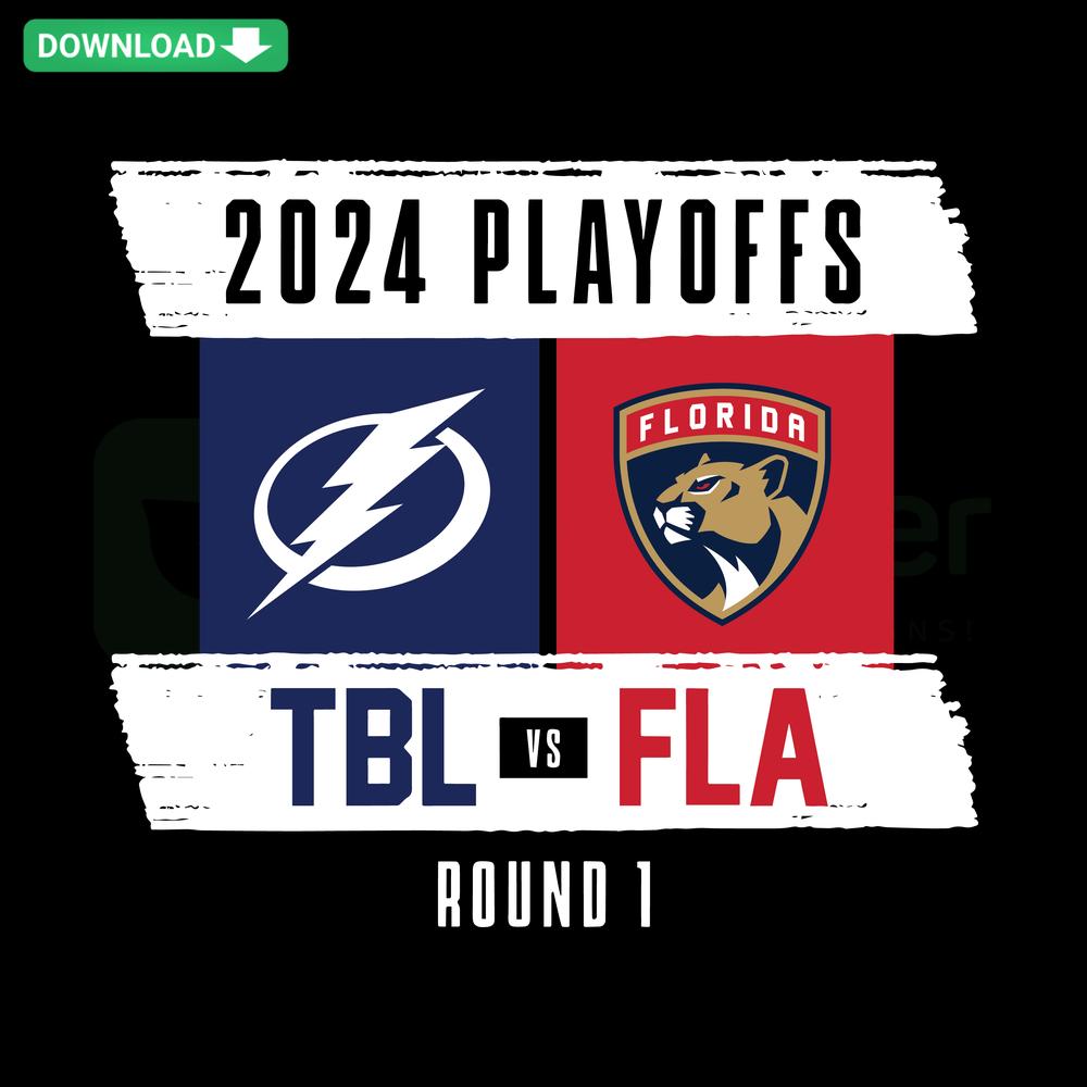 Playoffs 2024 Tampa Bay Lightning vs Florida Panthers SVG, digital design featuring team logos, vibrant colors, printable assets.
