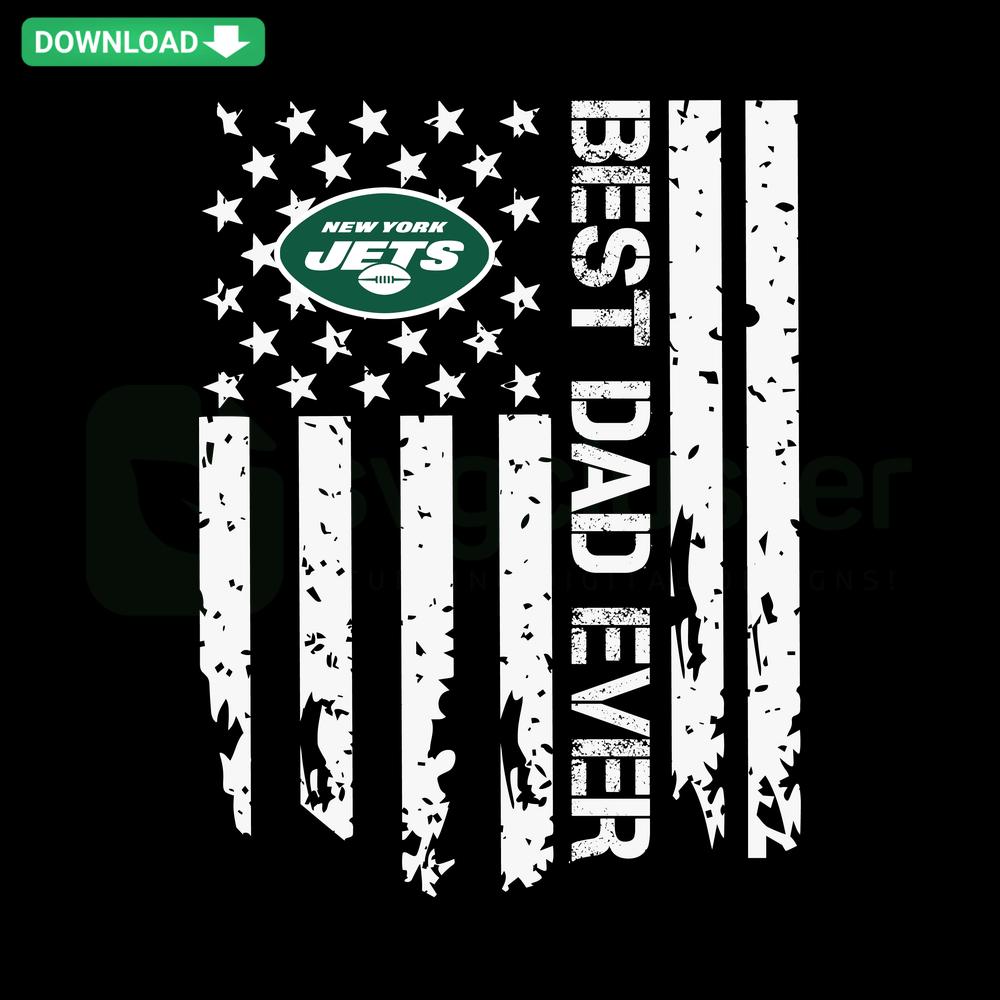 Best Dad Ever New York Jets Flag SVG Clip Art featuring team colors and logo, ideal for Father's Day crafts and fan gifts.