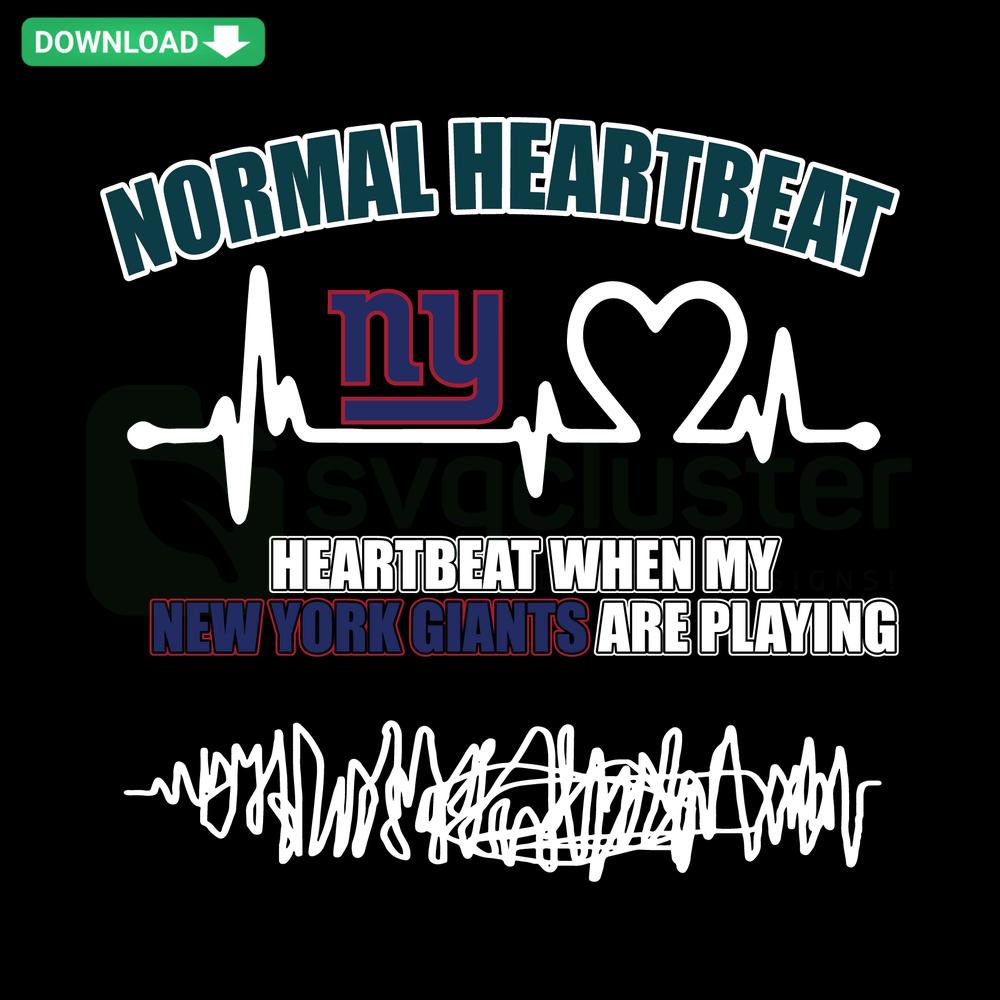 New York Giants Heartbeat SVG, printable football-themed SVG design, digital download for crafting projects, SVG design for cutting.