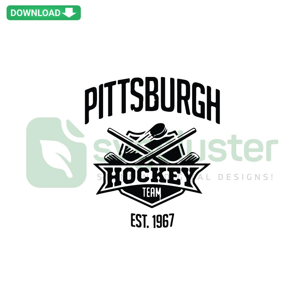 Pittsburgh Hockey Team Est 1967 SVG Vector Download, Vintage Hockey Design, Retro Sports Graphic, Digital Logo Clipart