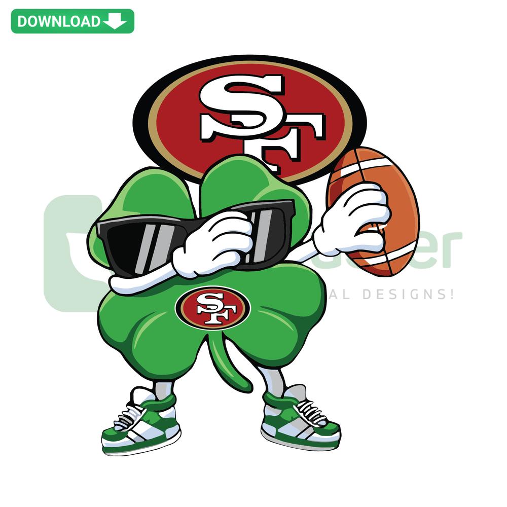 Dabbing Shamrock Football SVG: San Francisco 49ers Theme, Perfect for DIY Cards, St. Patrick's Day Designs, Sports SVG Template