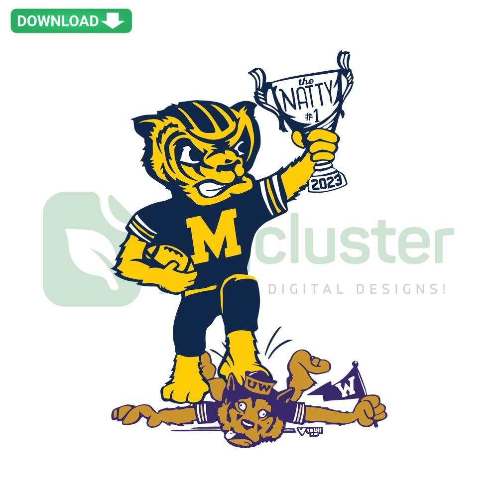 Michigan Wolverines Beat Washington Huskies SVG, Editable Cricut Design with Team Logos and Victory Date; Sports Fan Art