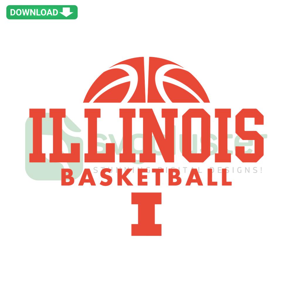 Illinois Fighting Illini Basketball Vintage SVG Design, Retro College Team SVG, Vintage Basketball Clipart, Sports Graphic Resources