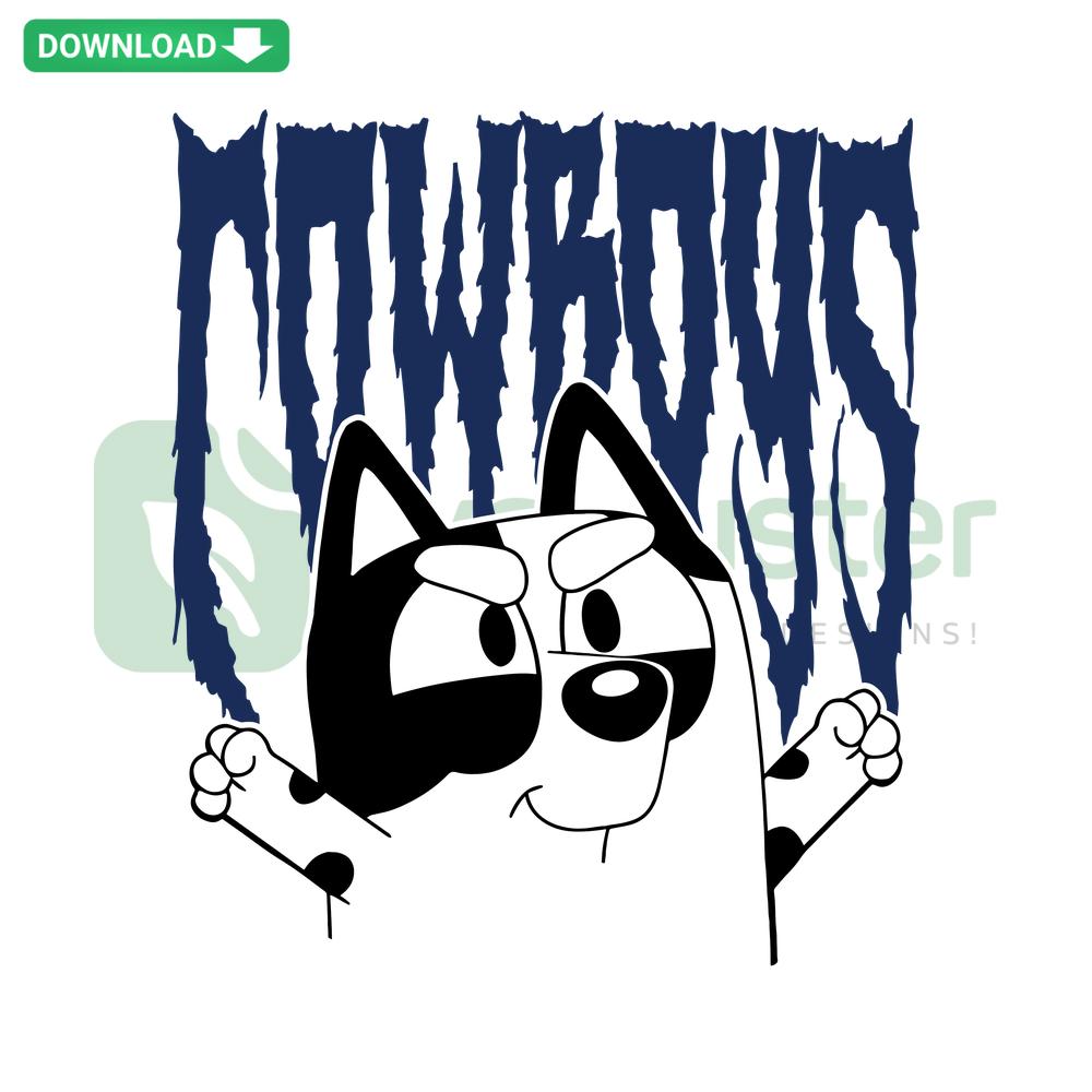 Bluey Muffin Dallas Cowboys NFL SVG Download, Cricut Ready: Bluey character with Dallas Cowboys logo, digital cutting file.