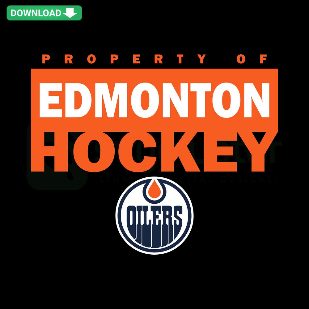Edmonton Oilers Property Of SVG Design, Cricut Ready Files, NHL Team Logo, Digital Download for Craft Projects, Sports Fan Decor.