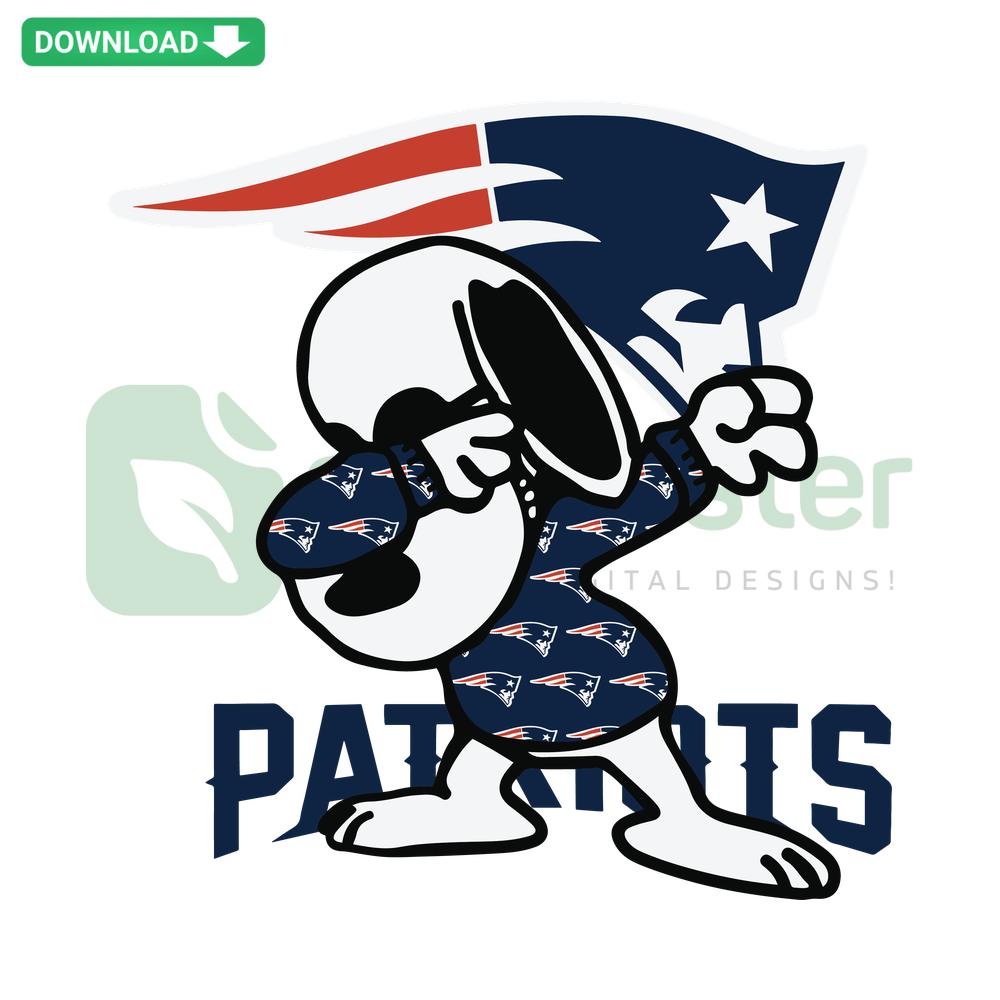 Snoopy wearing Patriots helmet, patriotic design, SVG cut file, digital download, perfect for sports-themed crafts.