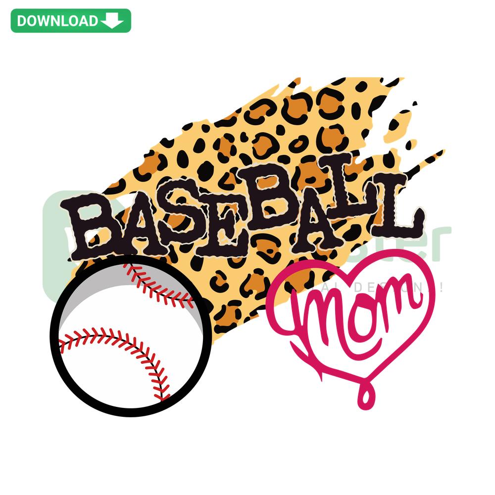 Leopard Heart Baseball Mom SVG, perfect for Cricut Silhouette projects. Trendy digital download for sports moms.