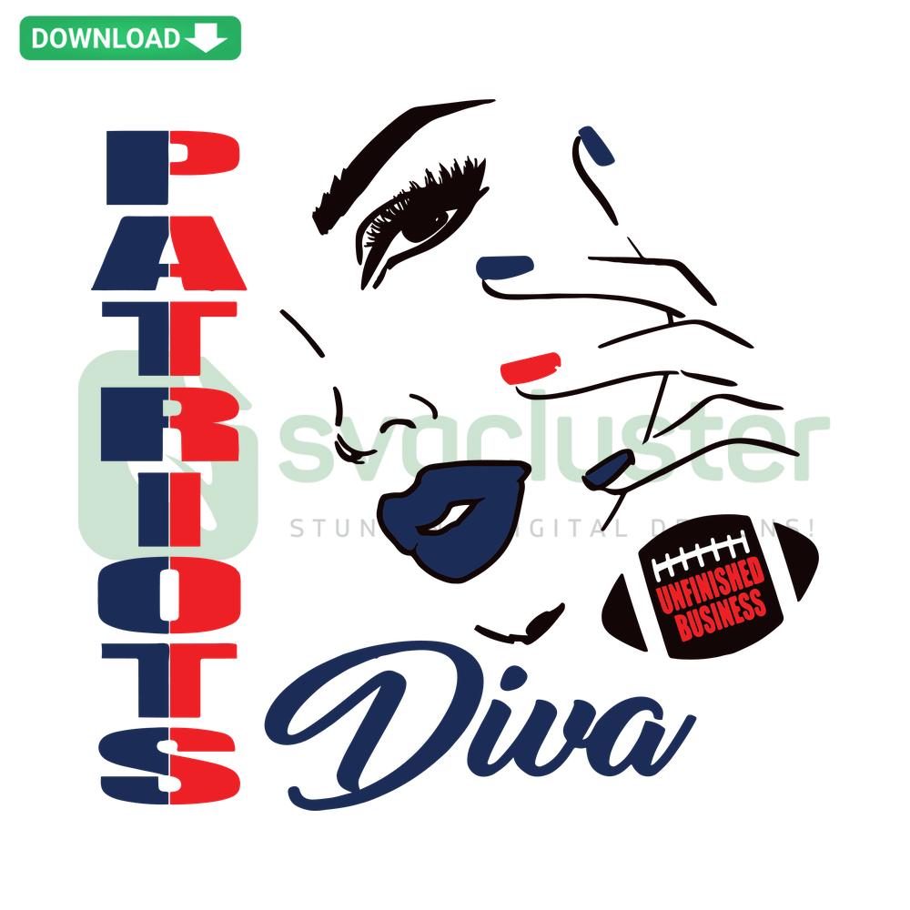 Patriots-inspired football girl silhouette with diva elements, perfect SVG file for crafting and digital projects, instant download.