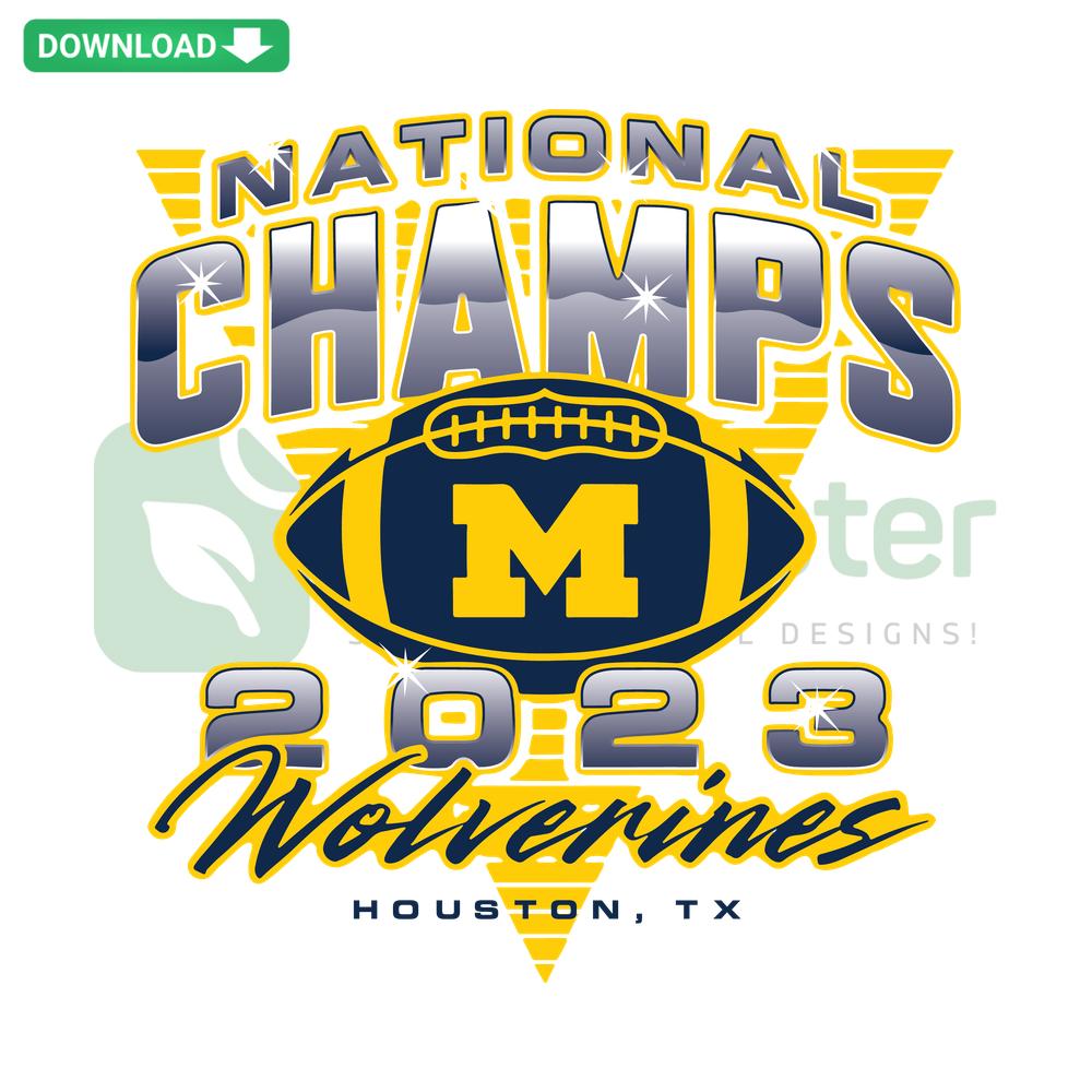 Michigan 2023 Football National Champions SVG design, digital file download for designers, vibrant championship graphics.