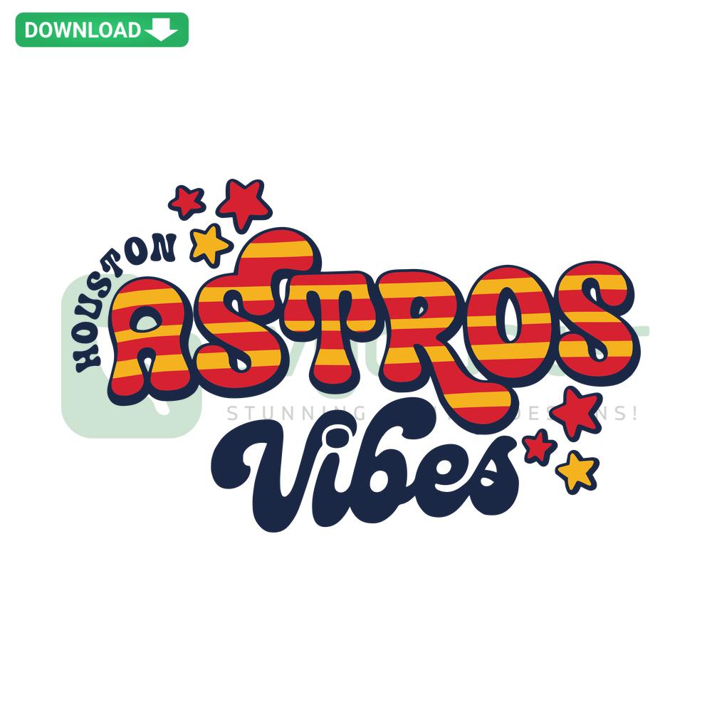 Retro Houston Astros Vibes SVG with MLB logo, vibrant stripes; perfect for crafting, digital download. Printable SVG design.
